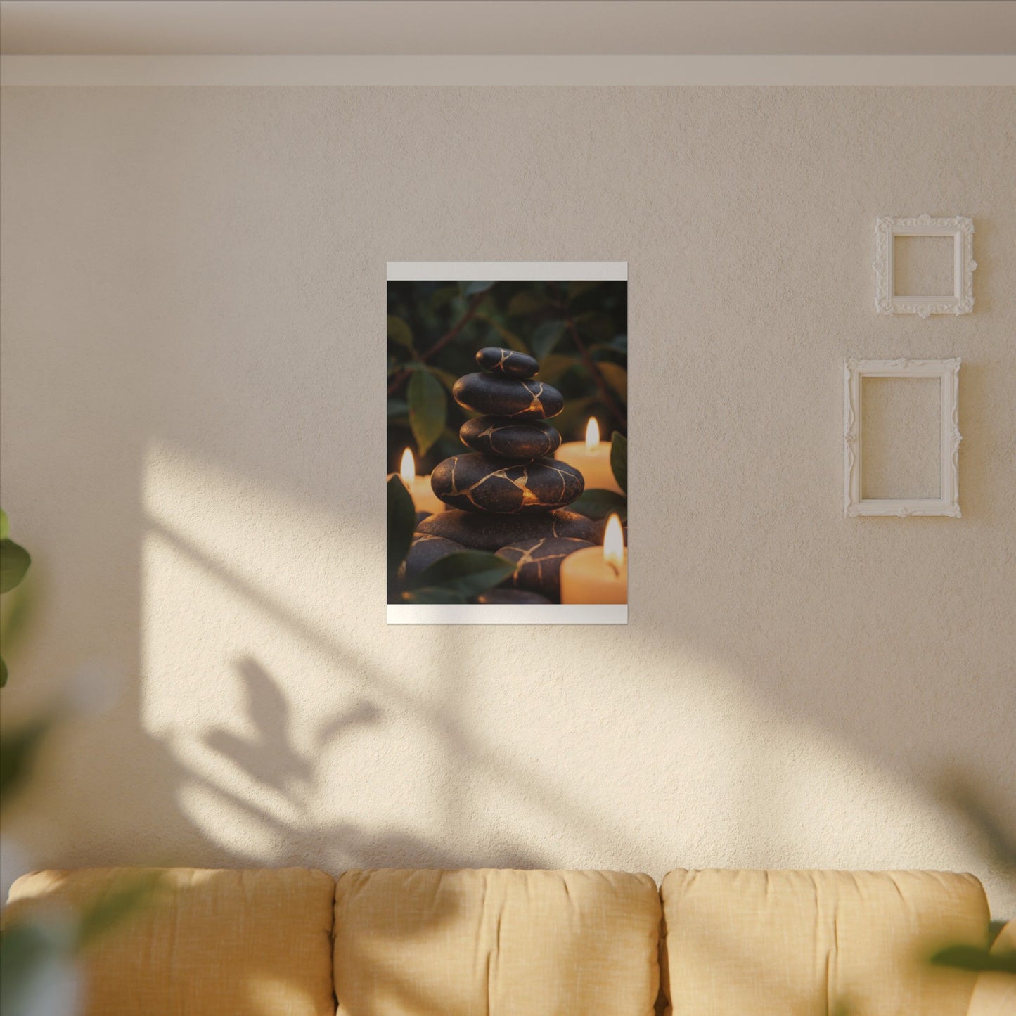 Summer River Stones Gold Vein Canvas Art | Philosophical Decor