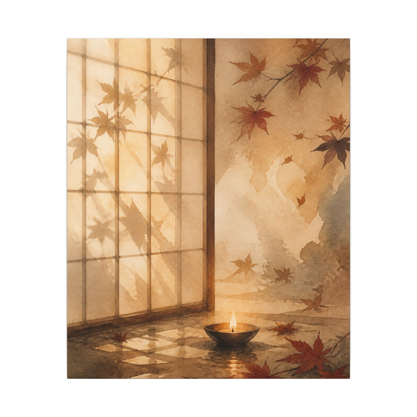 Candlelight Shoji Screen Canvas Art - Japandi Ma