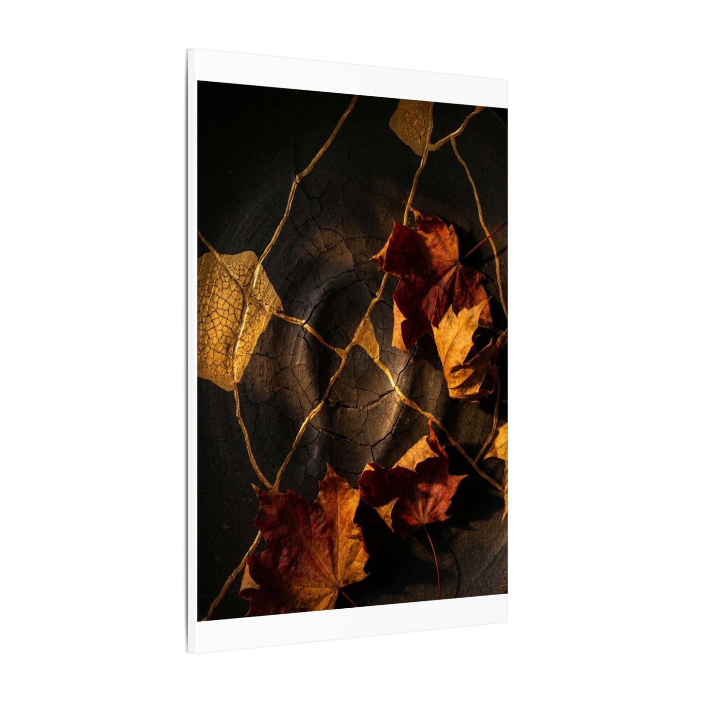 Resilient Shadow Play Canvas Art - Crackle Gold Kintsugi