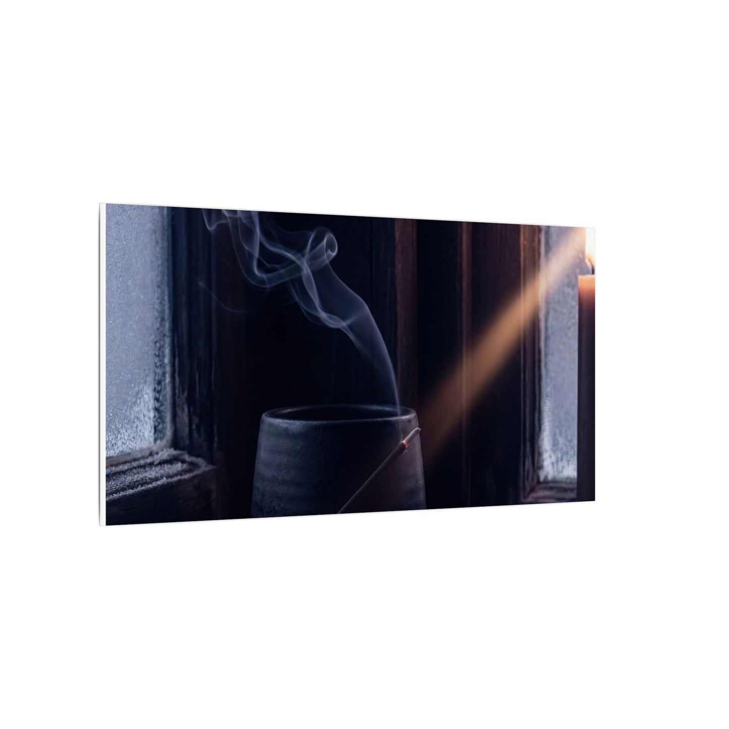 Incense Smoke Winter Canvas Art | Dark Japandi Sophisticated Design