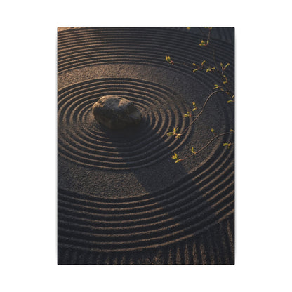 Rock Garden Shadow Zen Canvas Art | Bold Dark Japandi Art
