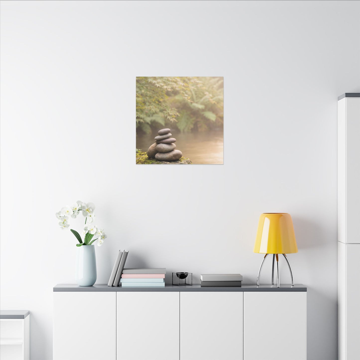 Cozy River Stones Canvas Art - Japanese Pattern Japandi