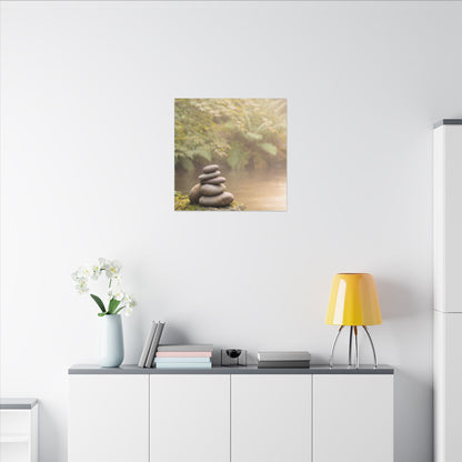 Cozy River Stones Canvas Art - Japanese Pattern Japandi
