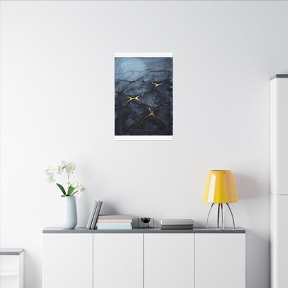 Mono No Aware Cracked Earth Canvas Art - Dark Japandi Charcoal Ink