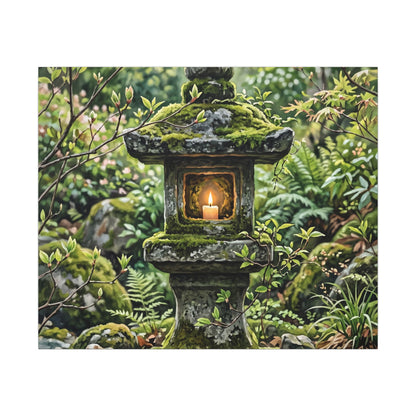 Neutral Stone Lantern Canvas Art - Japanese Pattern Japandi