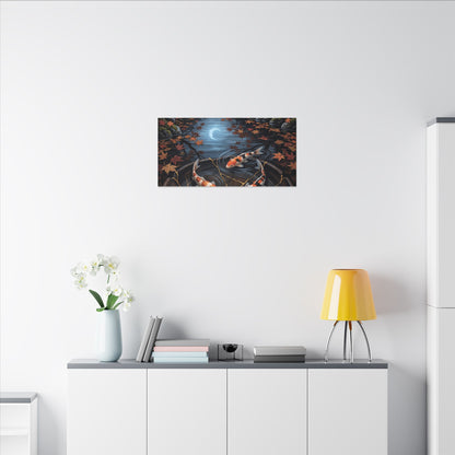 Koi Pond Canvas Art | Autumn Kintsugi Gold Repair Art