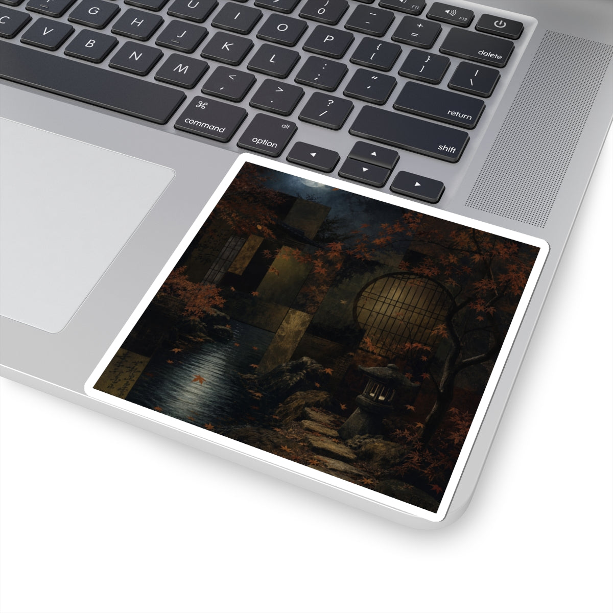 Moonlit Garden Autumn Sticker | Dark Japandi Sophisticated Design