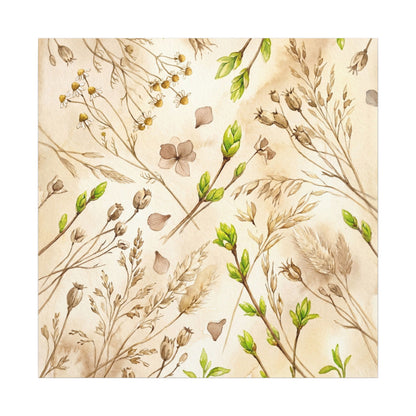 Spring Dried Flowers Watercolor Canvas Art | Earthy Decor