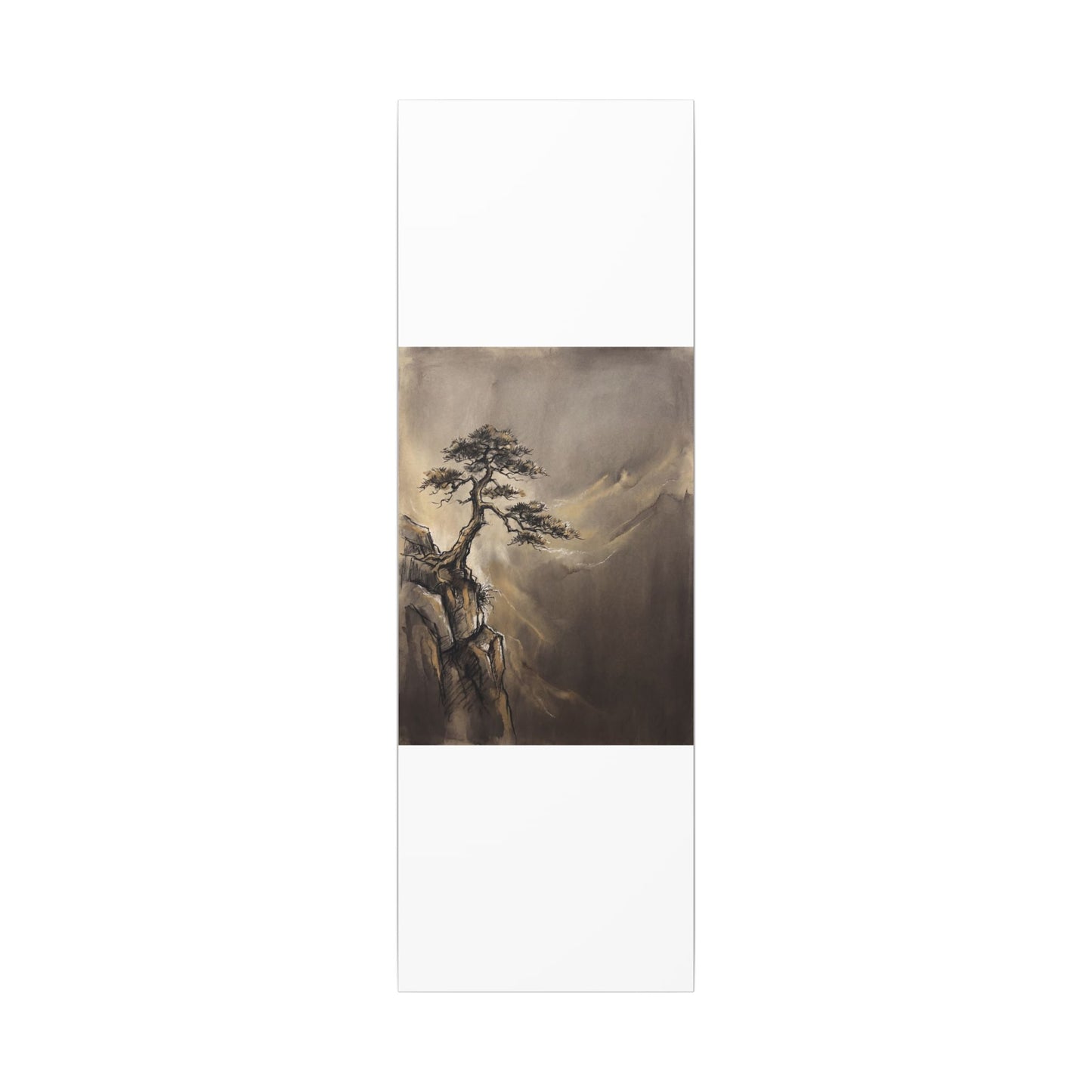 Pine Tree Charcoal Ink Canvas Art | Luxurious Dark Japandi Art