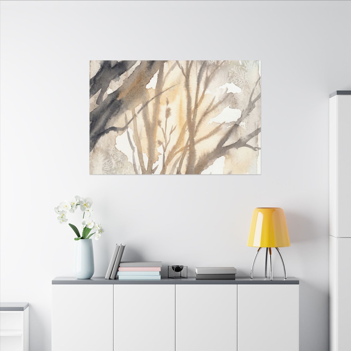 Ma Shadow Play Canvas Art - Japandi Watercolor