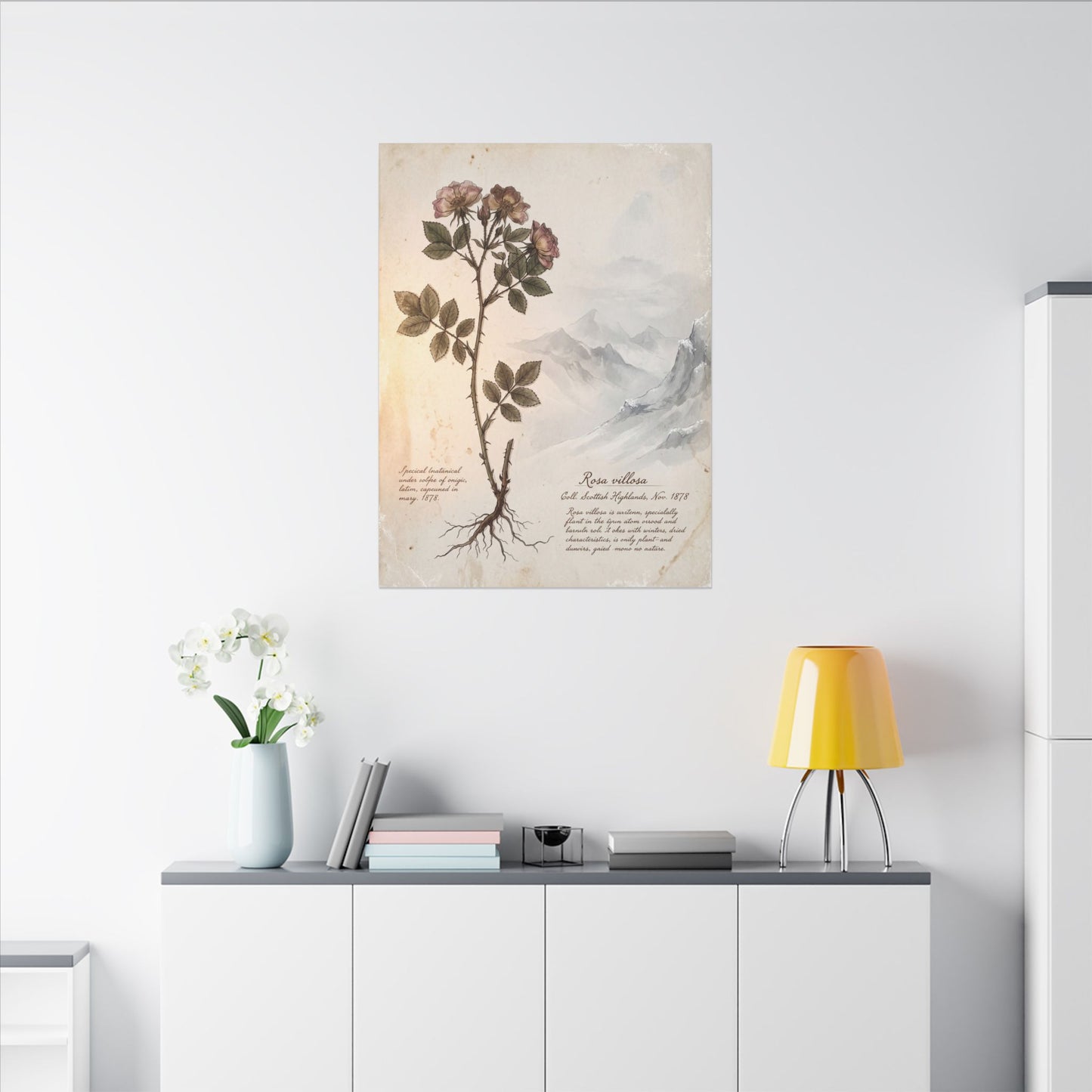 Winter Mountain Mist Herbarium Canvas Art | Earthy Decor
