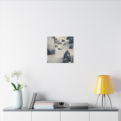 Seijaku Rock Garden Canvas Art - Zen Ukiyo E Inspired