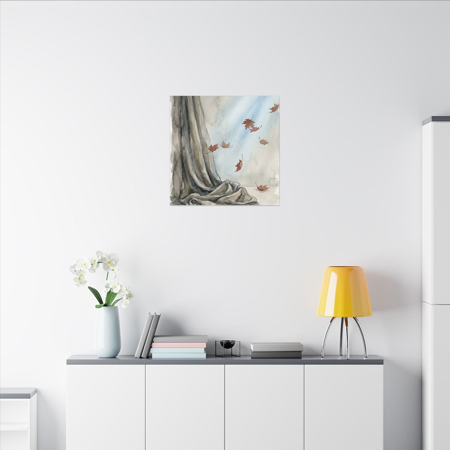 Ma Silk Drape Canvas Art - Japandi Watercolor