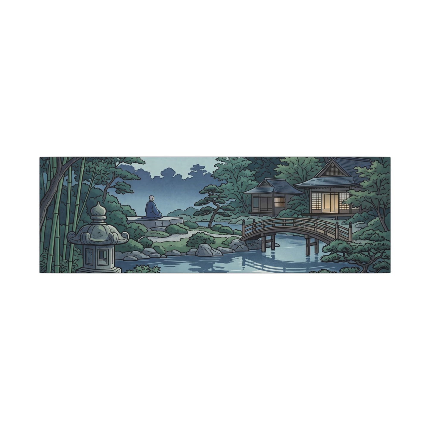 Summer Moonlit Garden Ukiyo E Inspired Canvas Art | Serene Decor