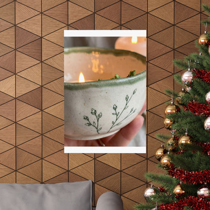 Candlelight Ceramic Bowl Wall Art Print - Japandi Seijaku