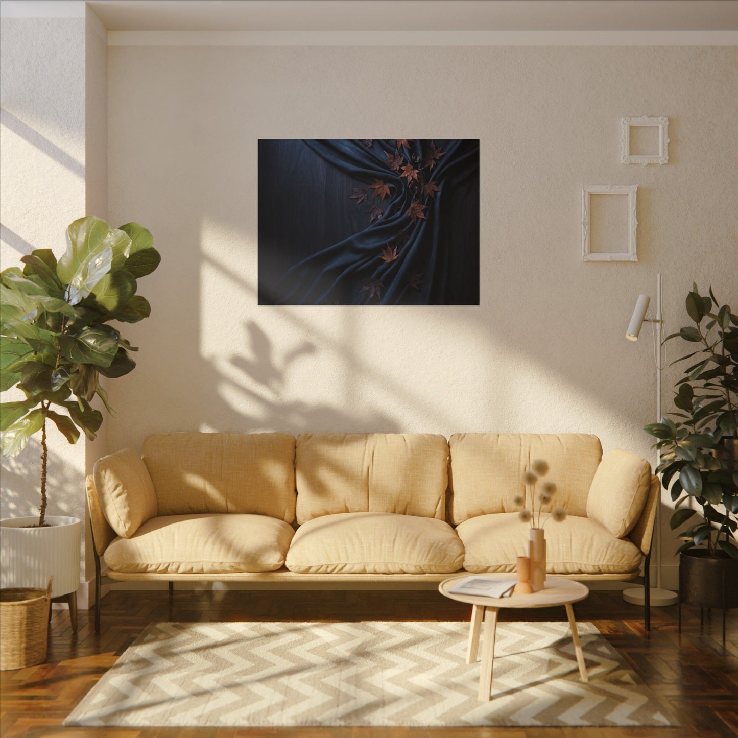 Silk Drape Autumn Canvas Art | Dark Japandi Sophisticated Design