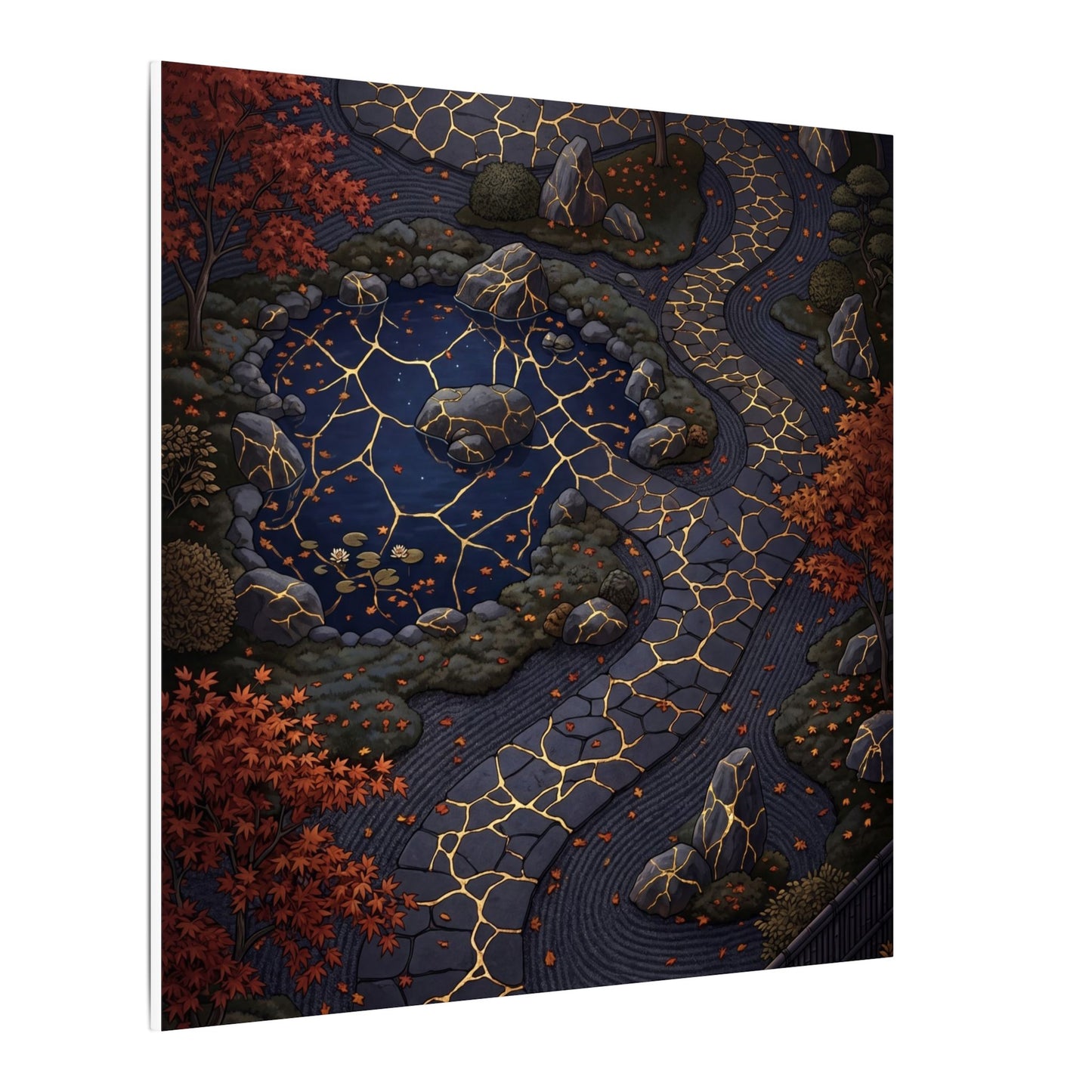 Moonlit Garden Gold Vein Canvas Art | Resilient Kintsugi Art