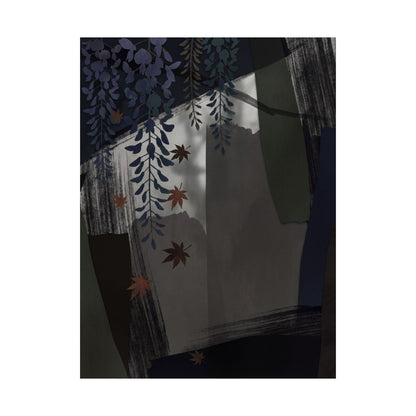 Wisteria Autumn Wall Art Print | Dark Japandi Atmospheric Design