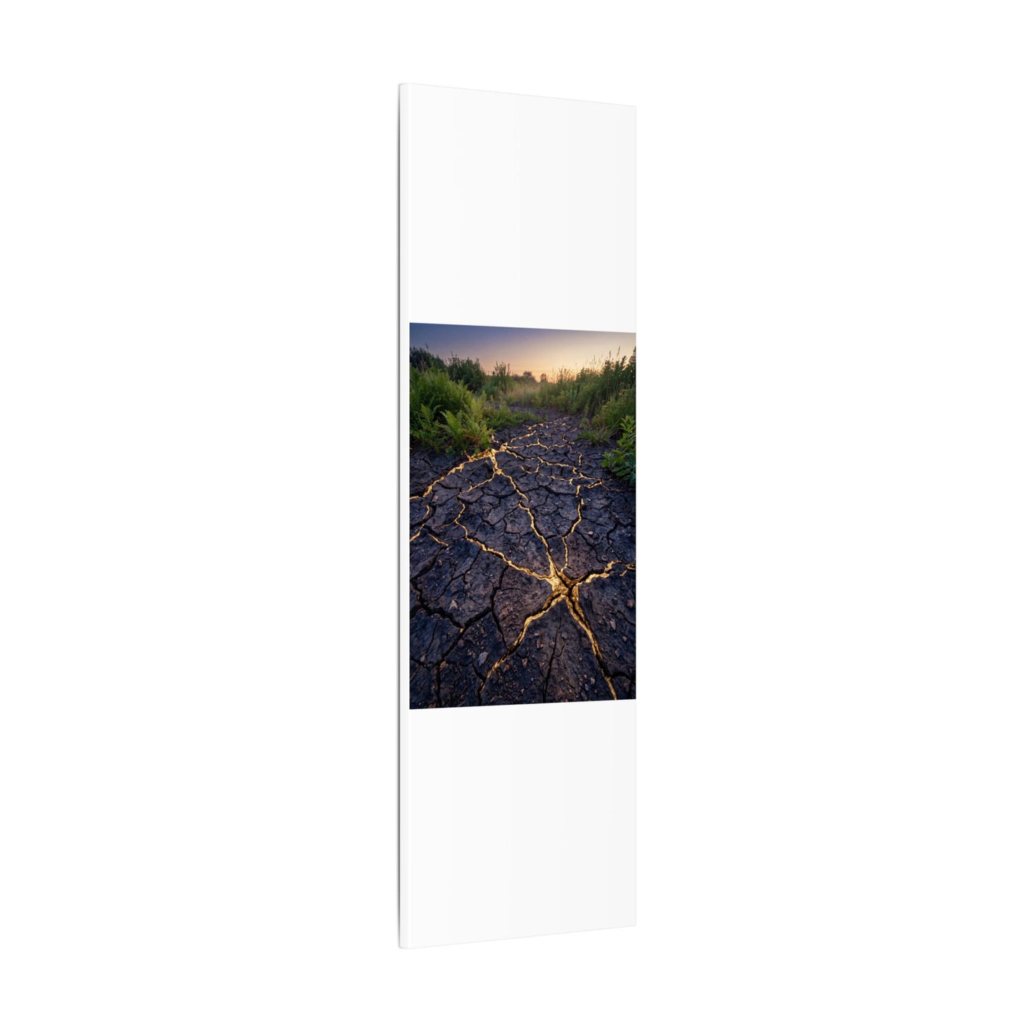 Cracked Earth Canvas Art | Summer Kintsugi Crackle Gold Art