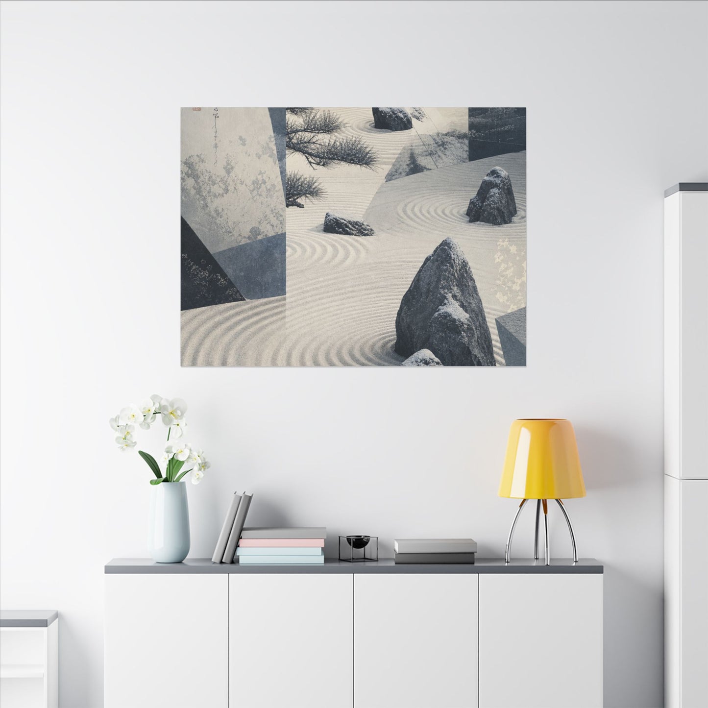 Seijaku Rock Garden Canvas Art - Zen Ukiyo E Inspired