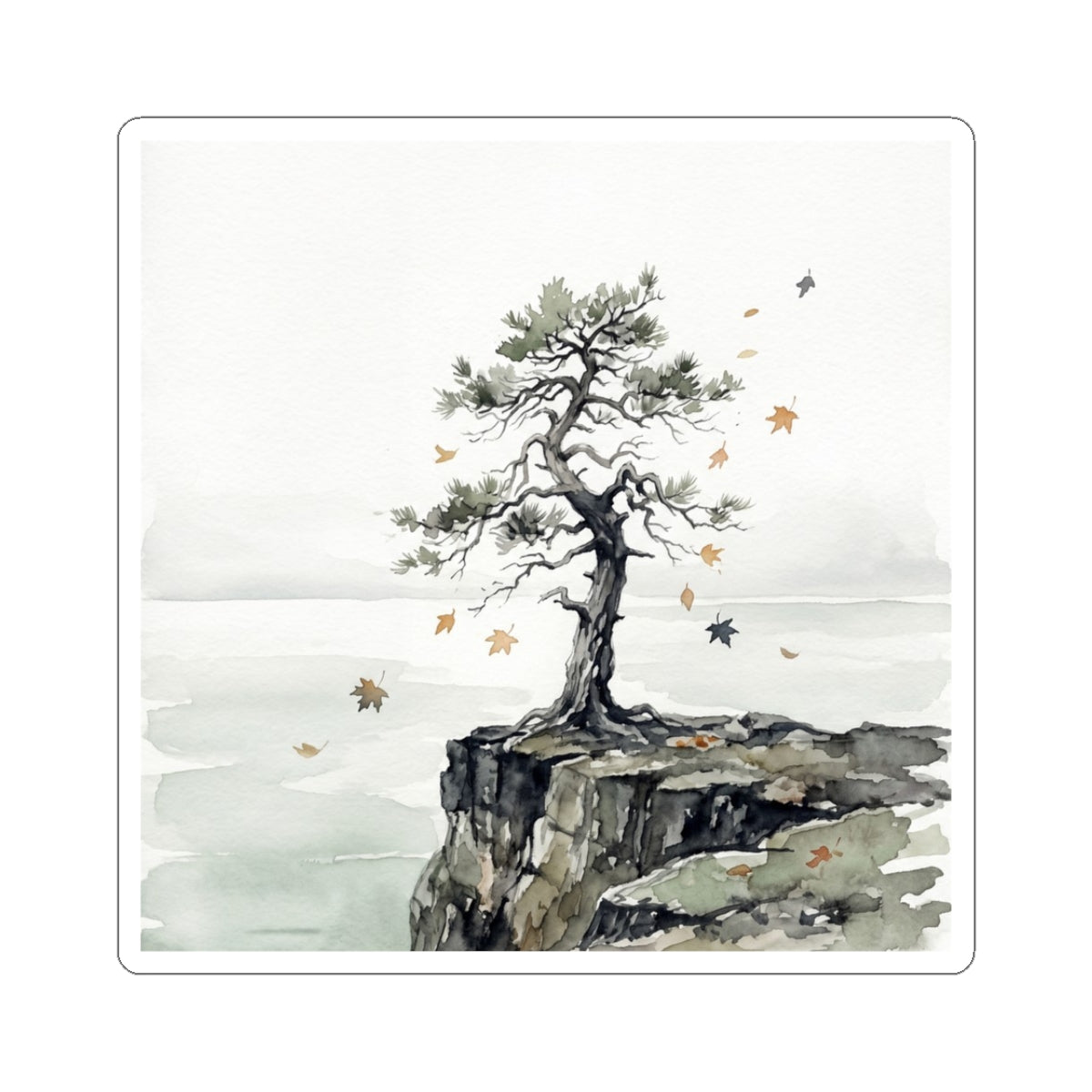 Pine Tree Sticker | Autumn Japandi Watercolor Art