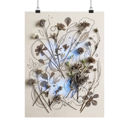Neutral Dried Flowers Wall Art Print - Minimal Line Japandi Art Print