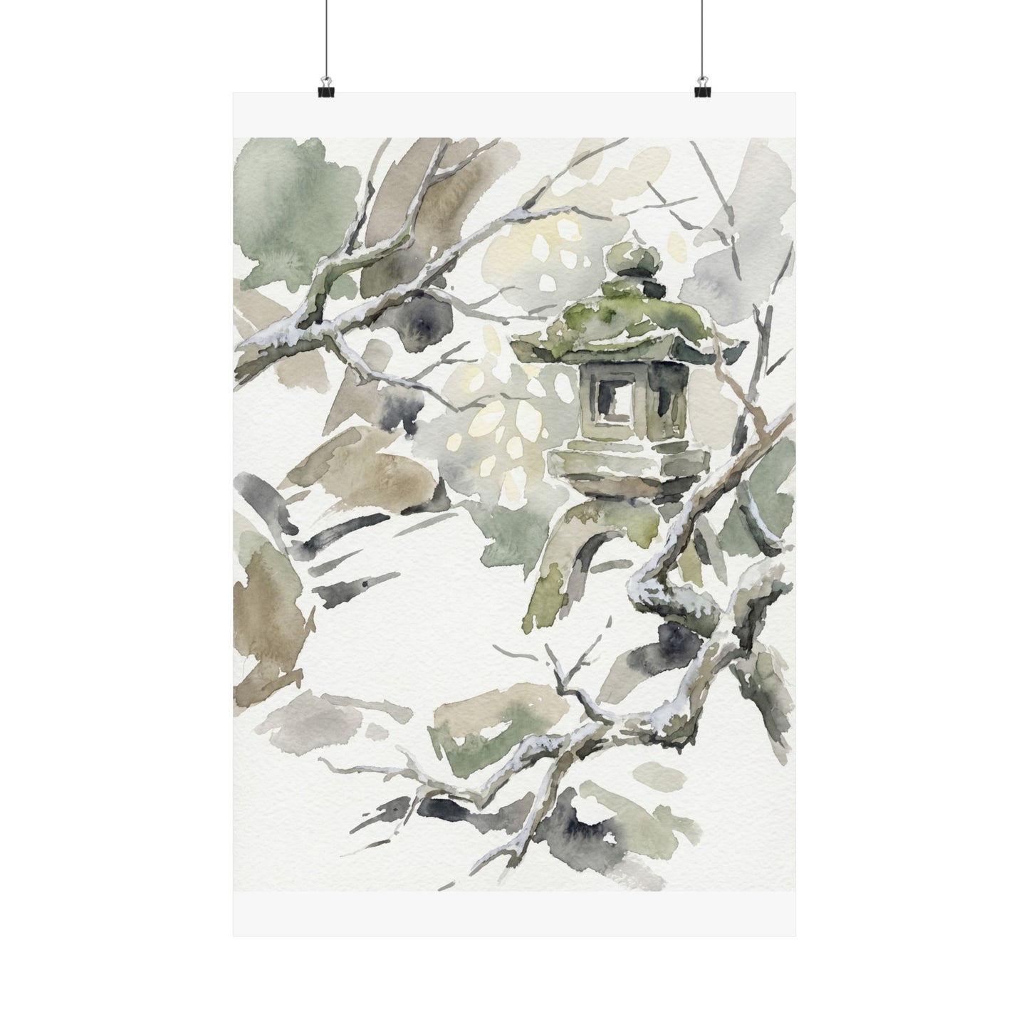 Dappled Stone Lantern Wall Art Print - Japandi Ma Art Print