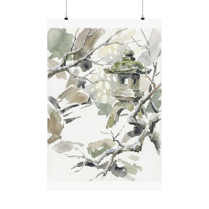 Dappled Stone Lantern Wall Art Print - Japandi Ma Art Print