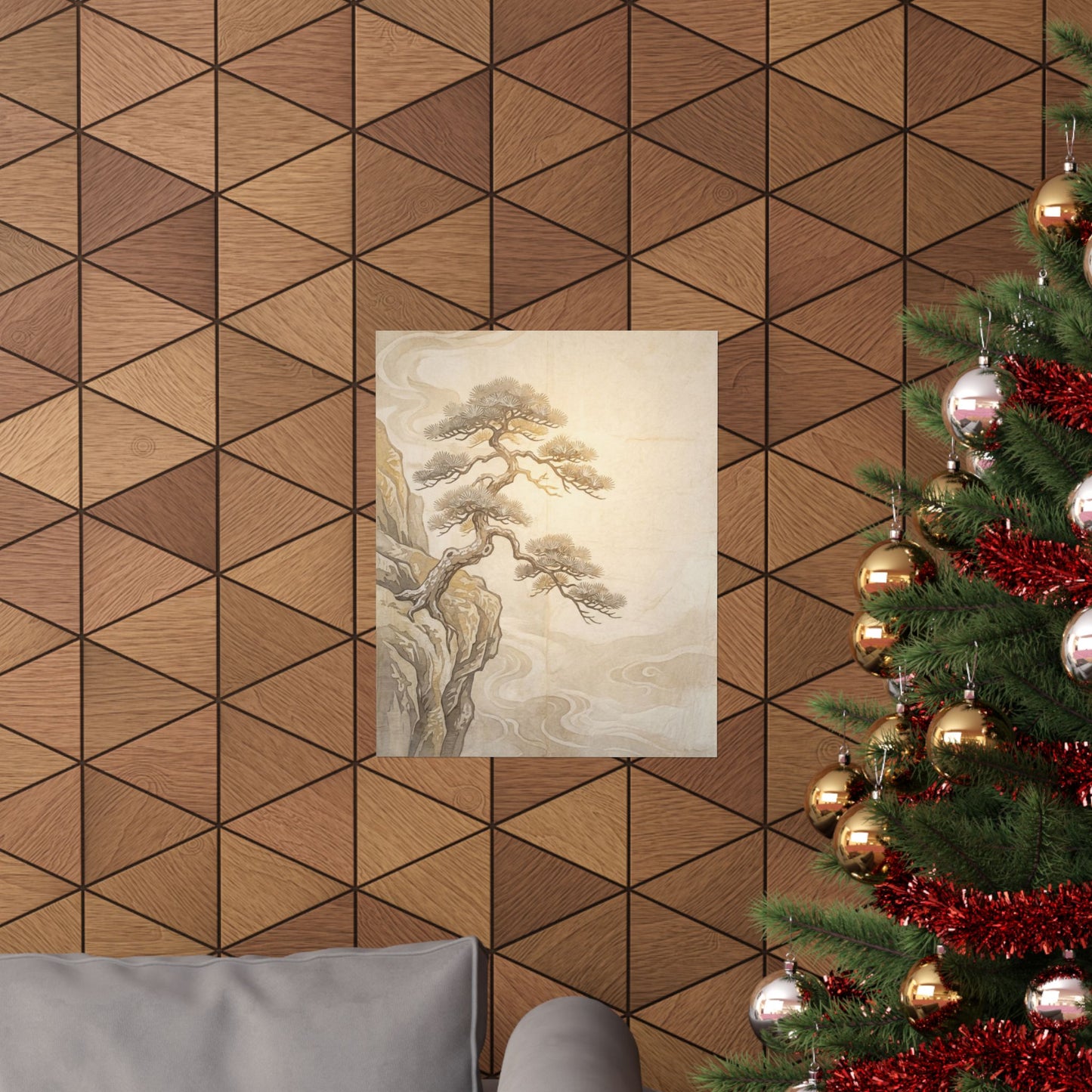 Golden Hour Pine Tree Wall Art Print - Japandi Shibui