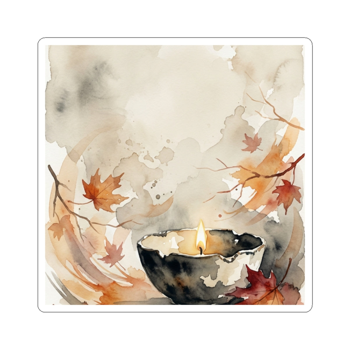Neutral Ceramic Bowl Sticker - Watercolor Japandi Art Print