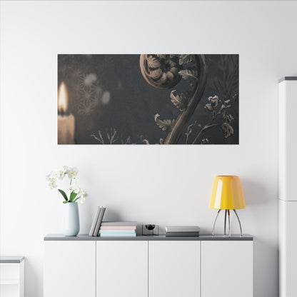 Candlelight Fern Unfurling Canvas Art - Japandi Ma