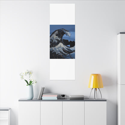 Ocean Wave Canvas Art | Winter Kintsugi Gold Repair Art