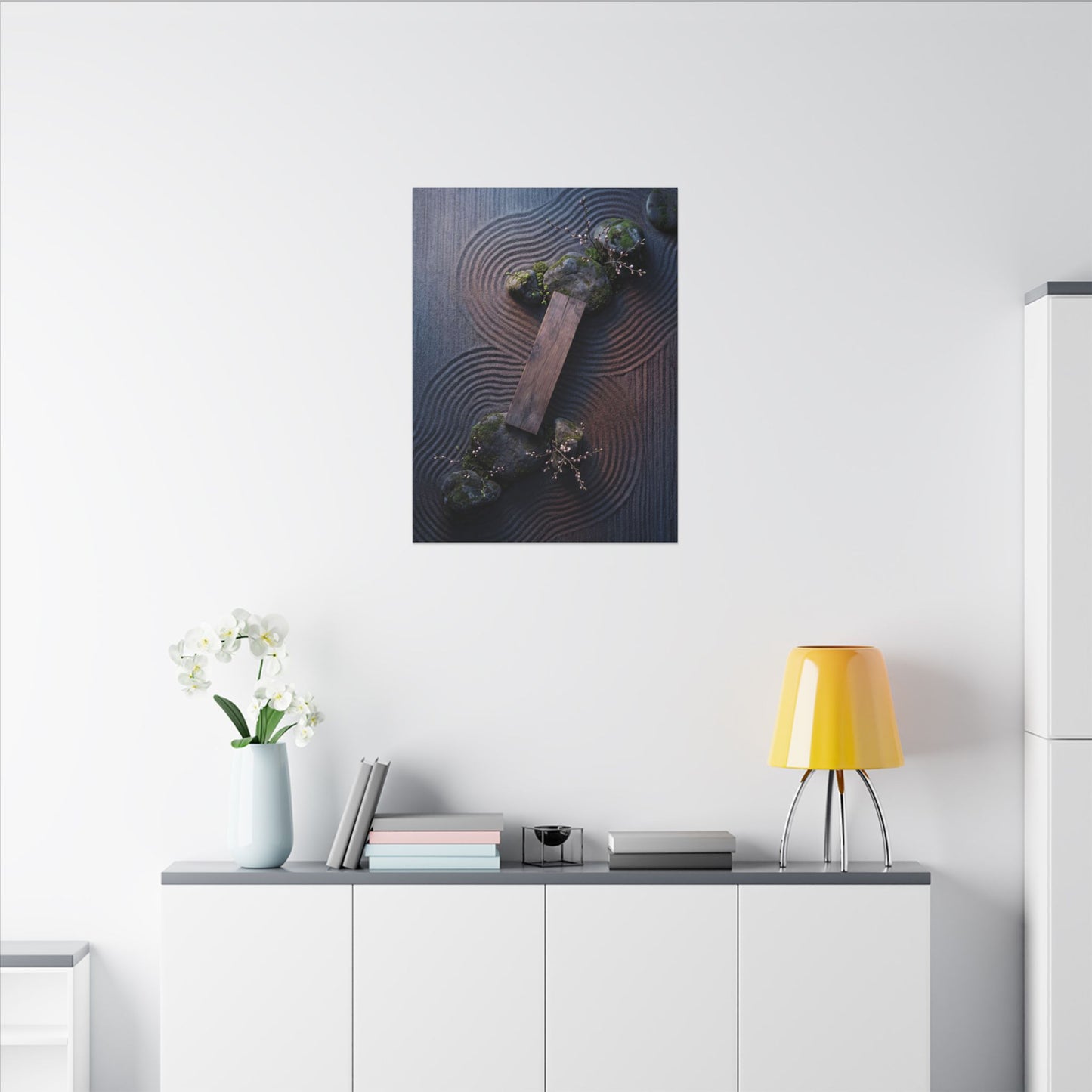 Spring Rock Garden Moody Minimal Canvas Art | Atmospheric Decor