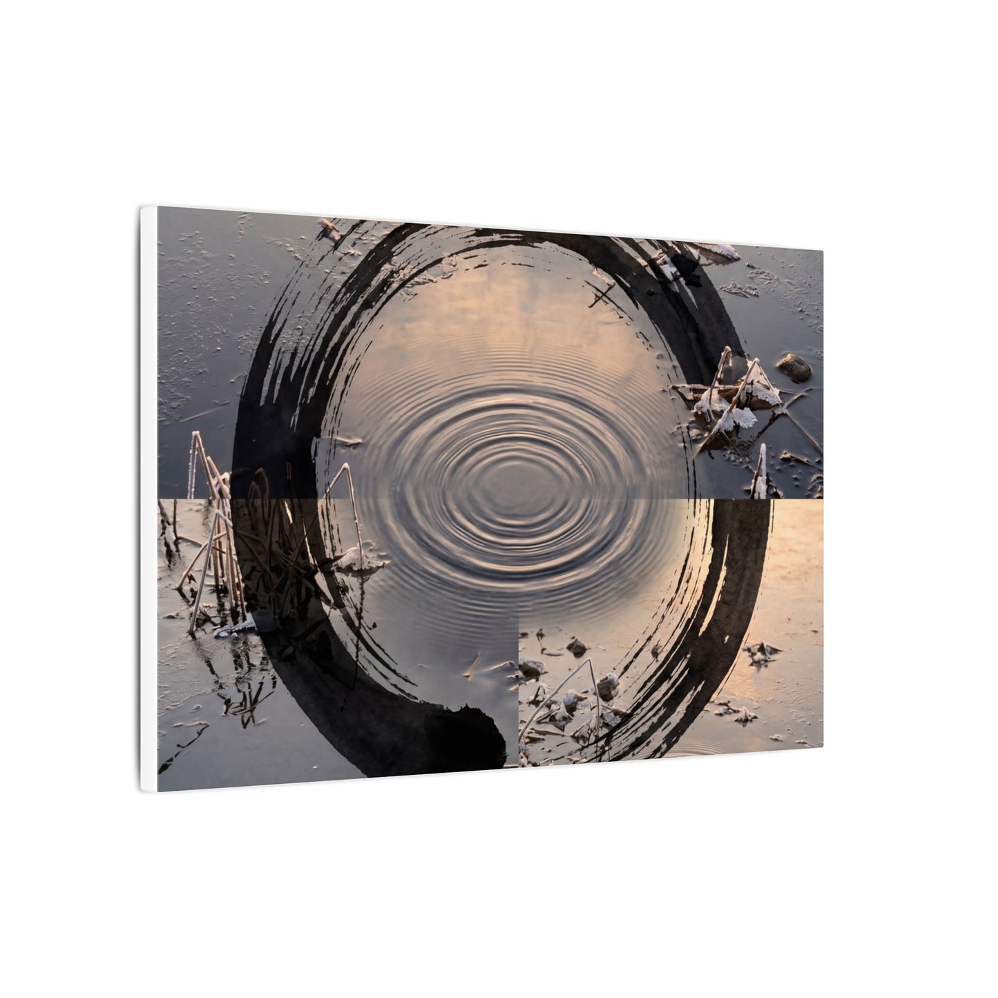Winter Water Ripple Enso Canvas Art | Tranquil Decor