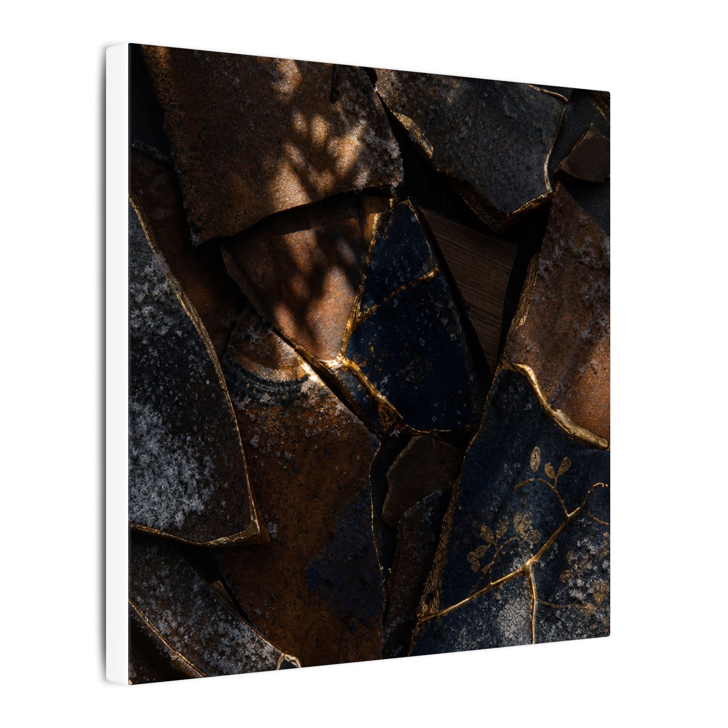 Fukinsei Broken Pottery Canvas Art - Dark Japandi Dark Texture