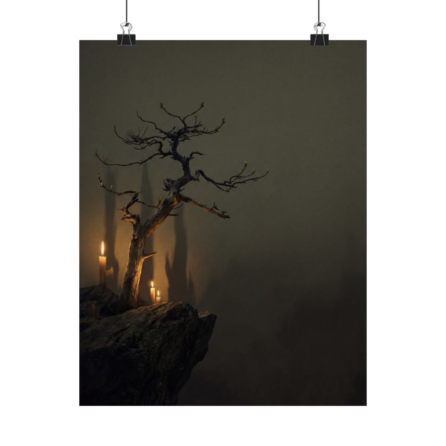 Pine Tree Shadow Zen Wall Art Print | Moody Dark Japandi Art Art Print