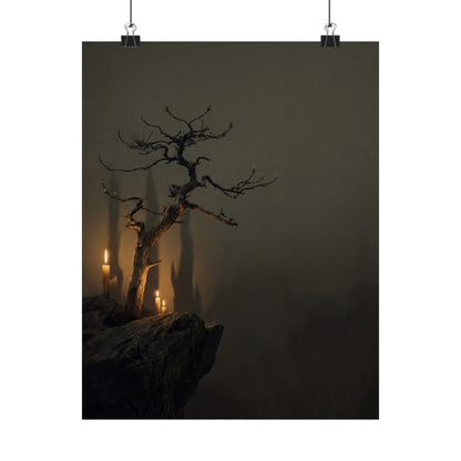 Pine Tree Shadow Zen Wall Art Print | Moody Dark Japandi Art Art Print