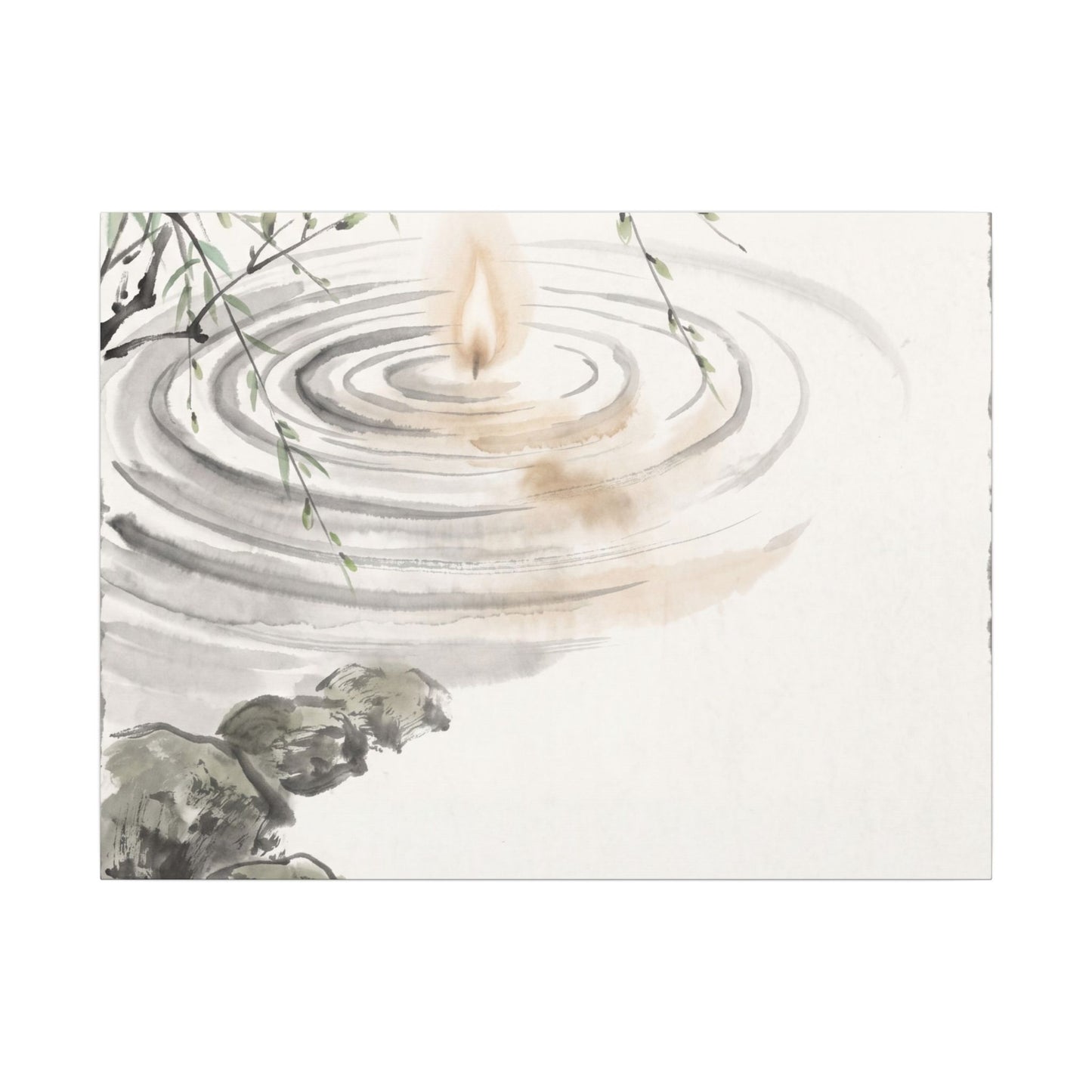 Water Ripple Sumi E Canvas Art | Tranquil Zen Art