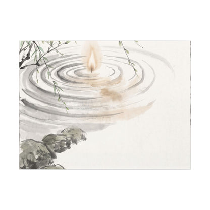 Water Ripple Sumi E Canvas Art | Tranquil Zen Art