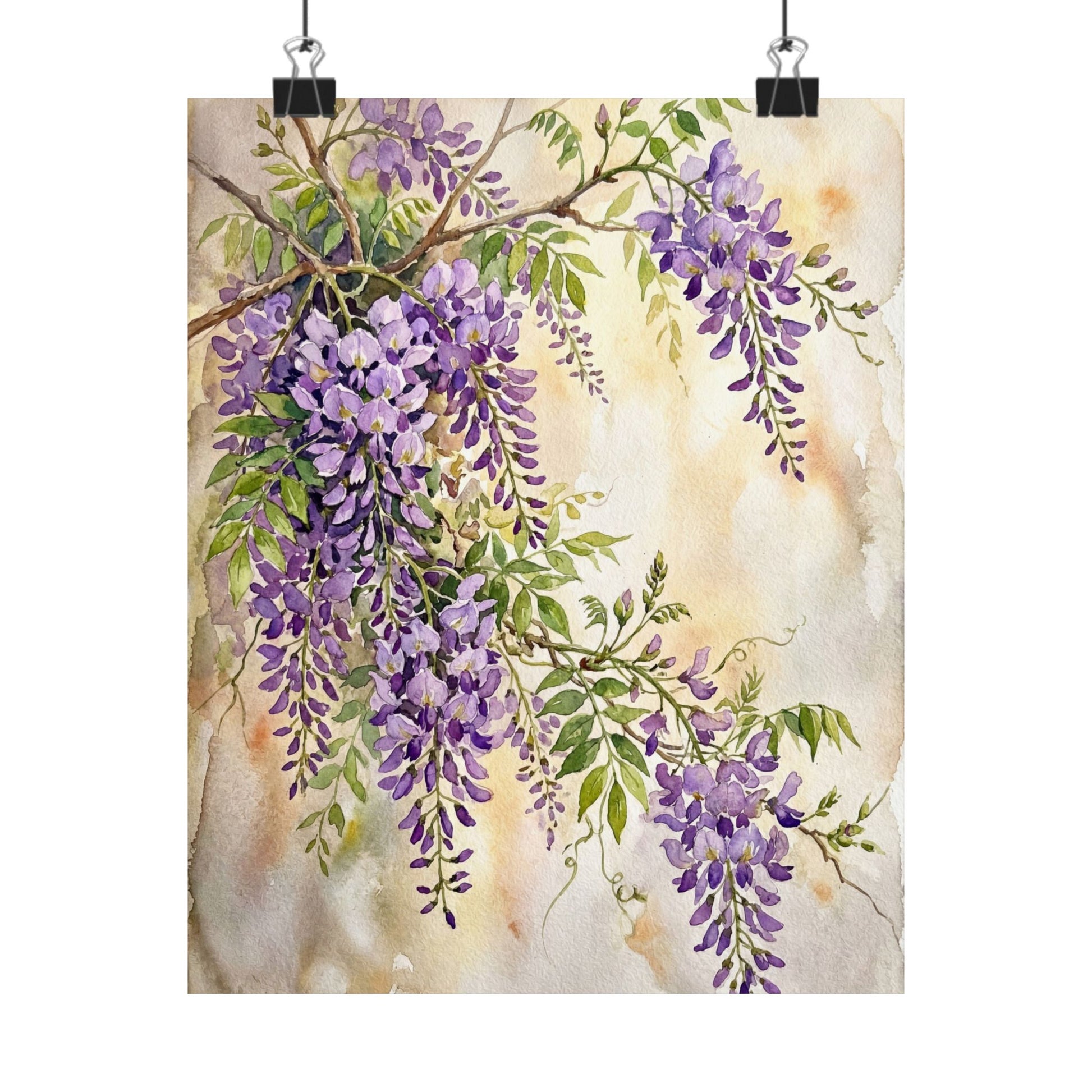 Spring Wisteria Watercolor Wall Art Print | Cozy Decor Art Print