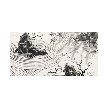 Rock Garden Canvas Art | Winter Zen Sumi E Art