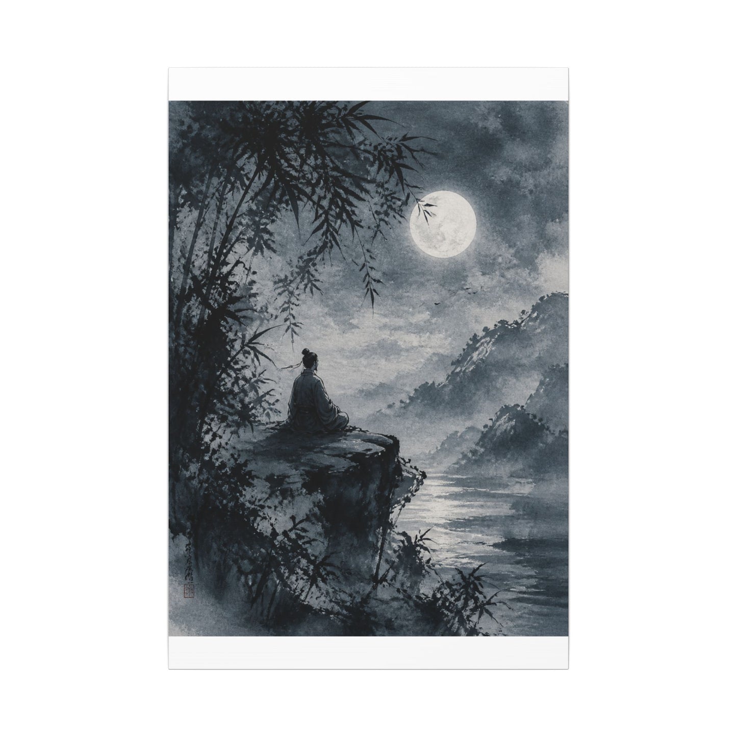Ink Brushstroke Sumi E Canvas Art | Serene Zen Art