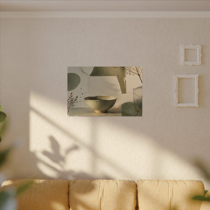 Warm Ceramic Bowl Canvas Art - Minimal Line Japandi