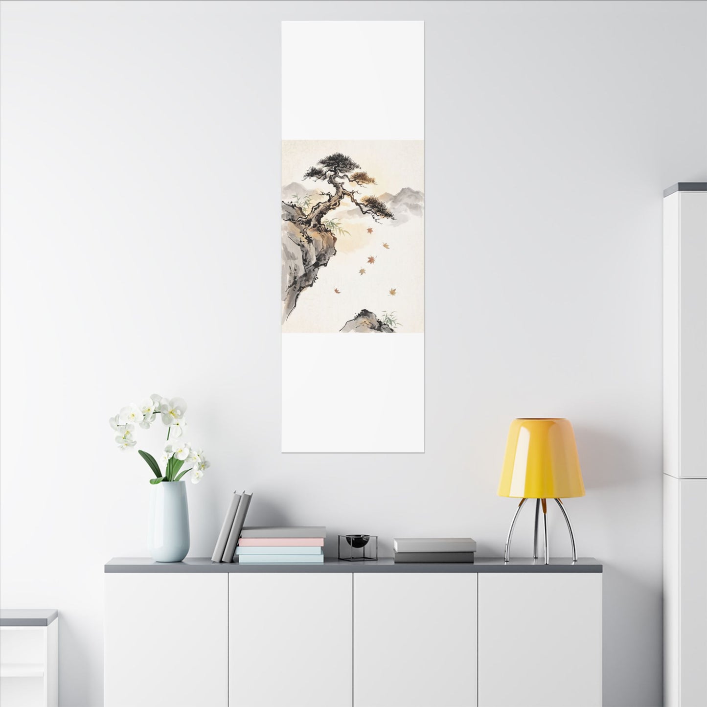 Peaceful Pine Tree Canvas Art - Sumi E Zen