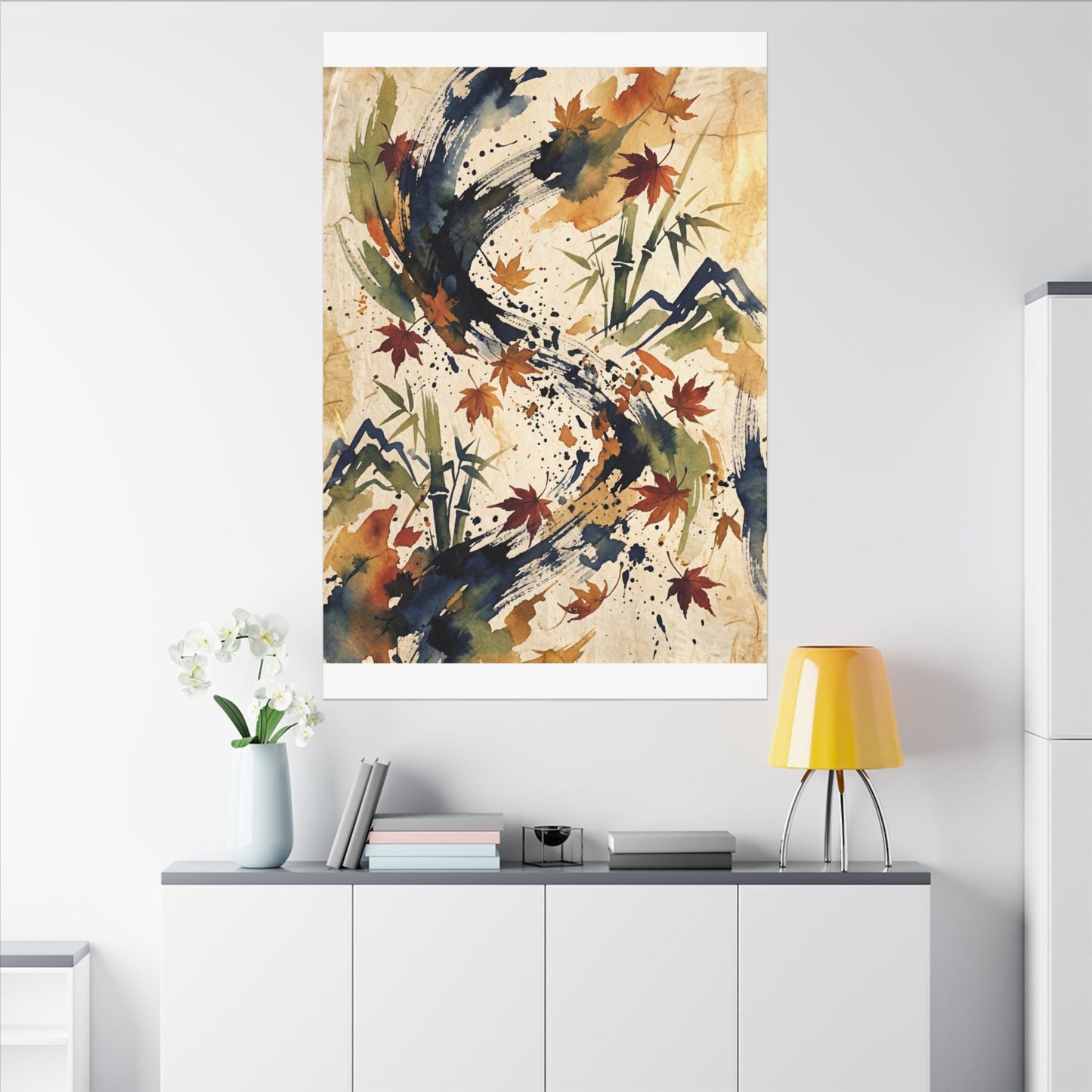 Golden Hour Ink Brushstroke Canvas Art - Zen Shibui