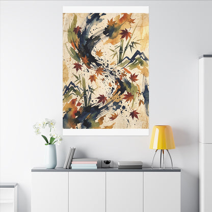 Golden Hour Ink Brushstroke Canvas Art - Zen Shibui