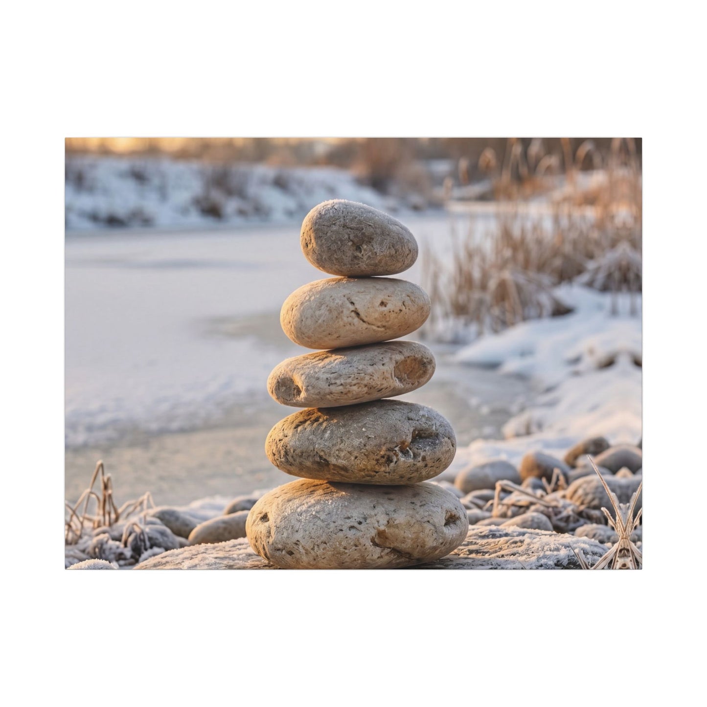 Ma River Stones Canvas Art - Japandi Japanese Pattern