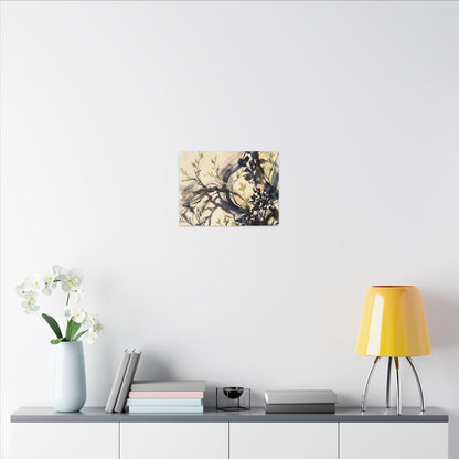 Ma Shadow Play Canvas Art - Dark Japandi Charcoal Ink