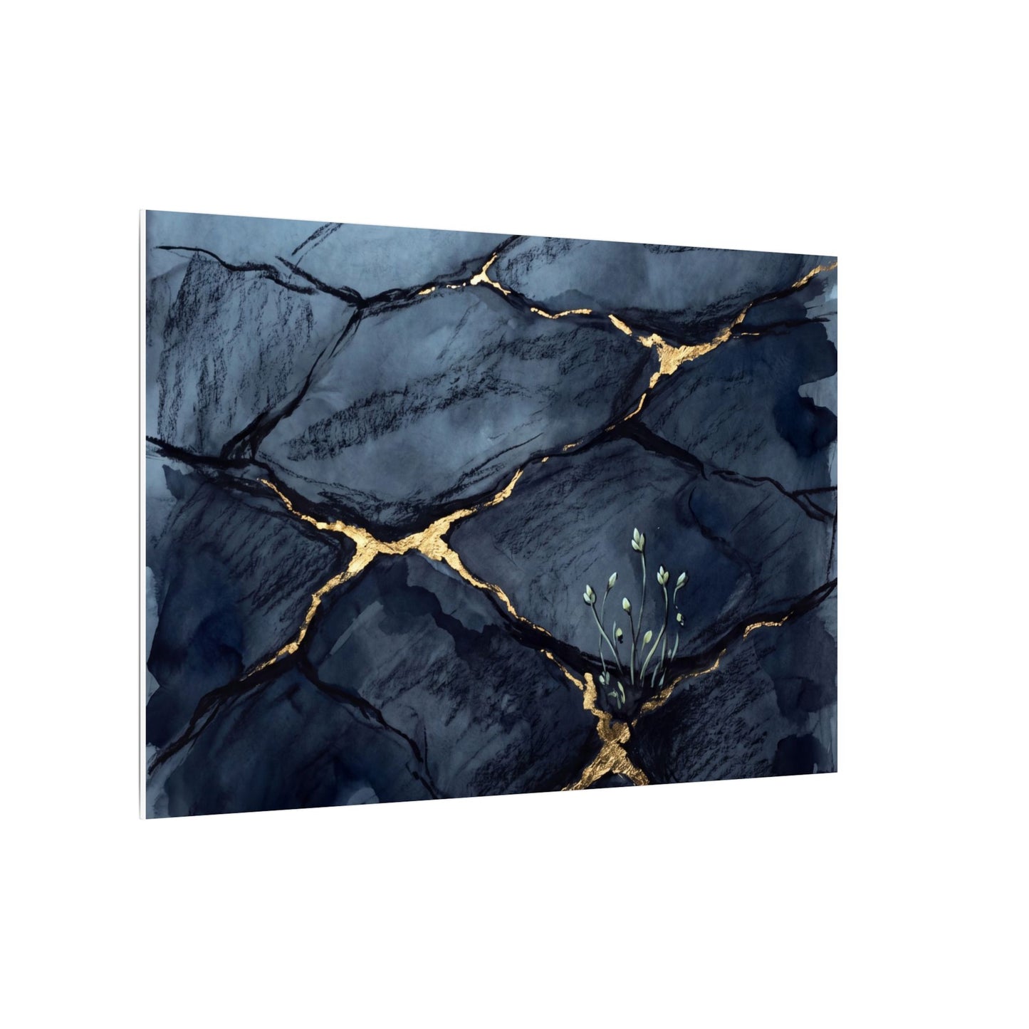 Mono No Aware Cracked Earth Canvas Art - Dark Japandi Charcoal Ink