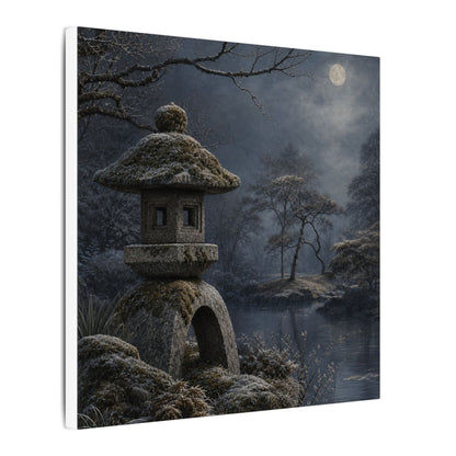 Stone Lantern Canvas Art | Winter Japandi Japanese Pattern Art